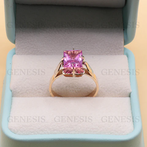 Anillo Oro 18K Chatón Español Rectangular