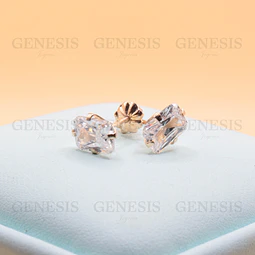 Aros Oro 18K Circón Rectangular