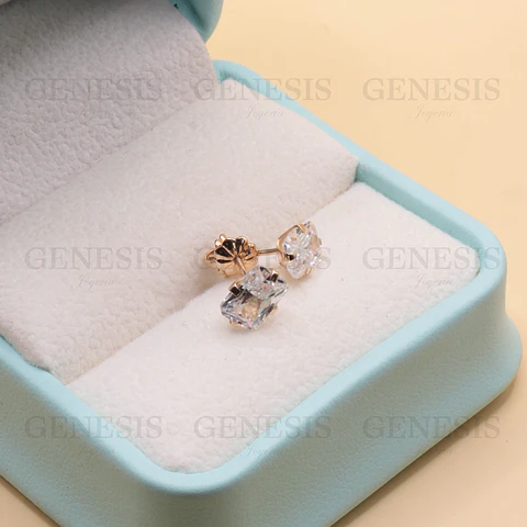 Aros Oro 18K Circón Rectangular