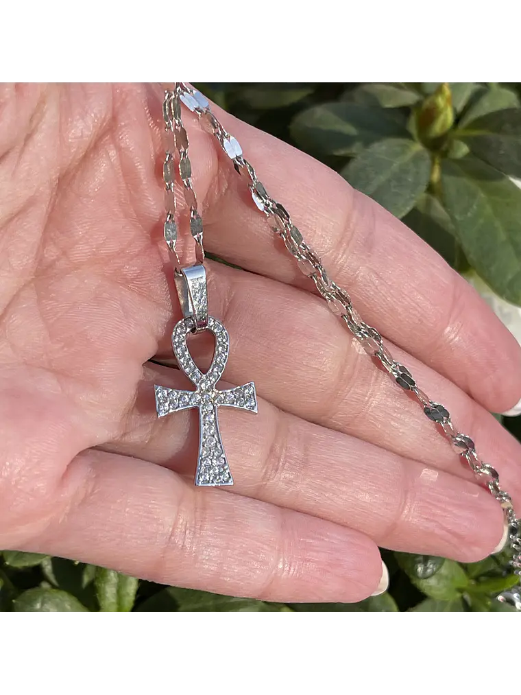 Colgante Cruz con brillantes en Oro Blanco 18K 1