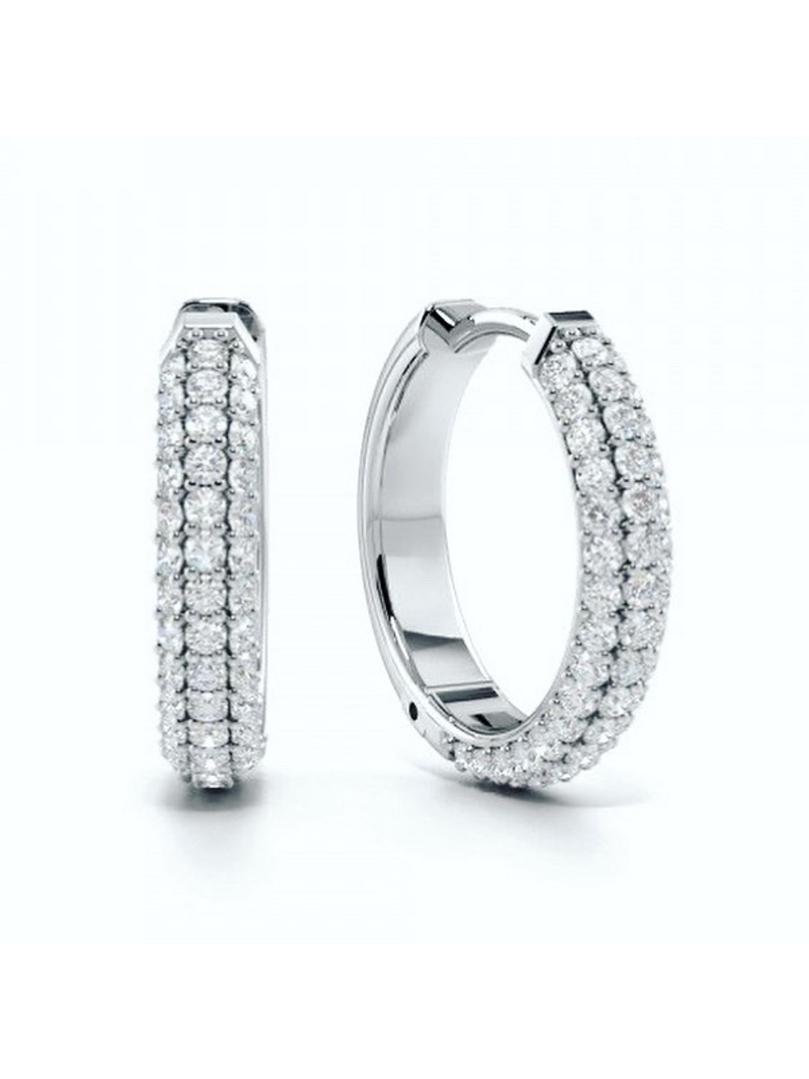 Aros 1 Ct Brillantes modelo Hoops o Argollas Oro Blanco 1