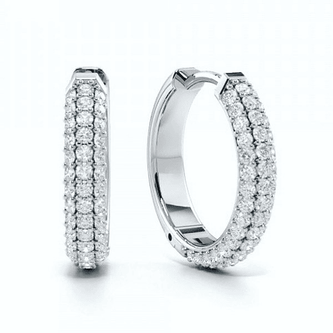 Aros 1 Ct Brillantes modelo Hoops o Argollas Oro Blanco