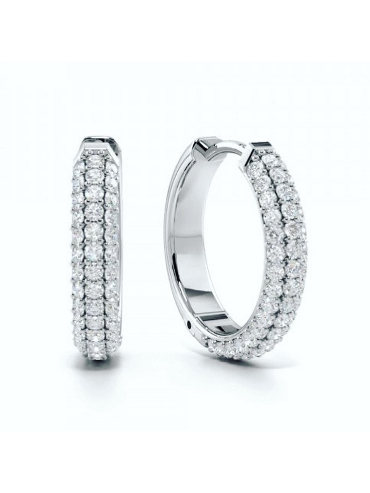 Aros 1 Ct Brillantes modelo Hoops o Argollas Oro Blanco 1