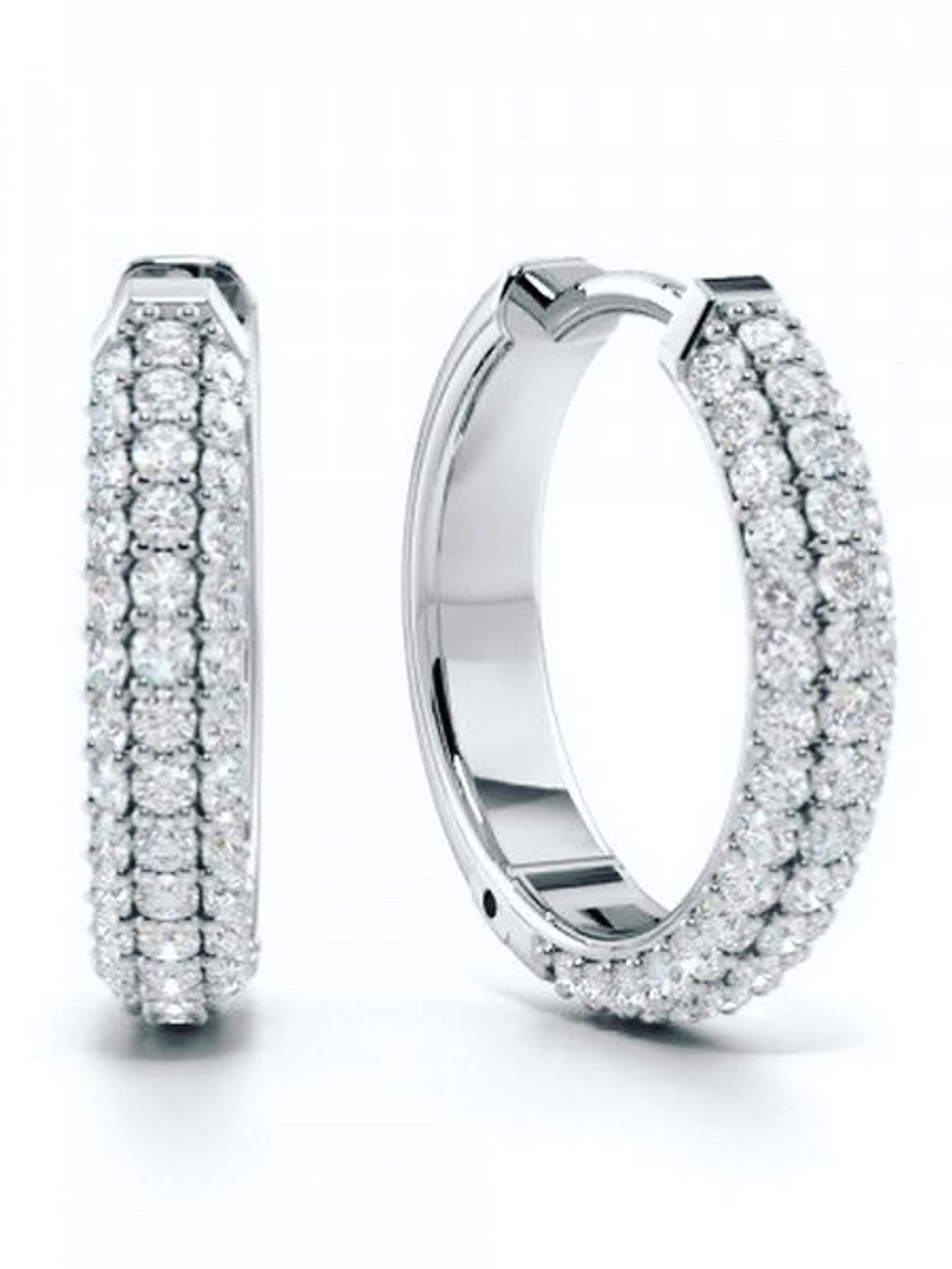 Aros 1 Ct Brillantes modelo Hoops o Argollas Oro Blanco 1