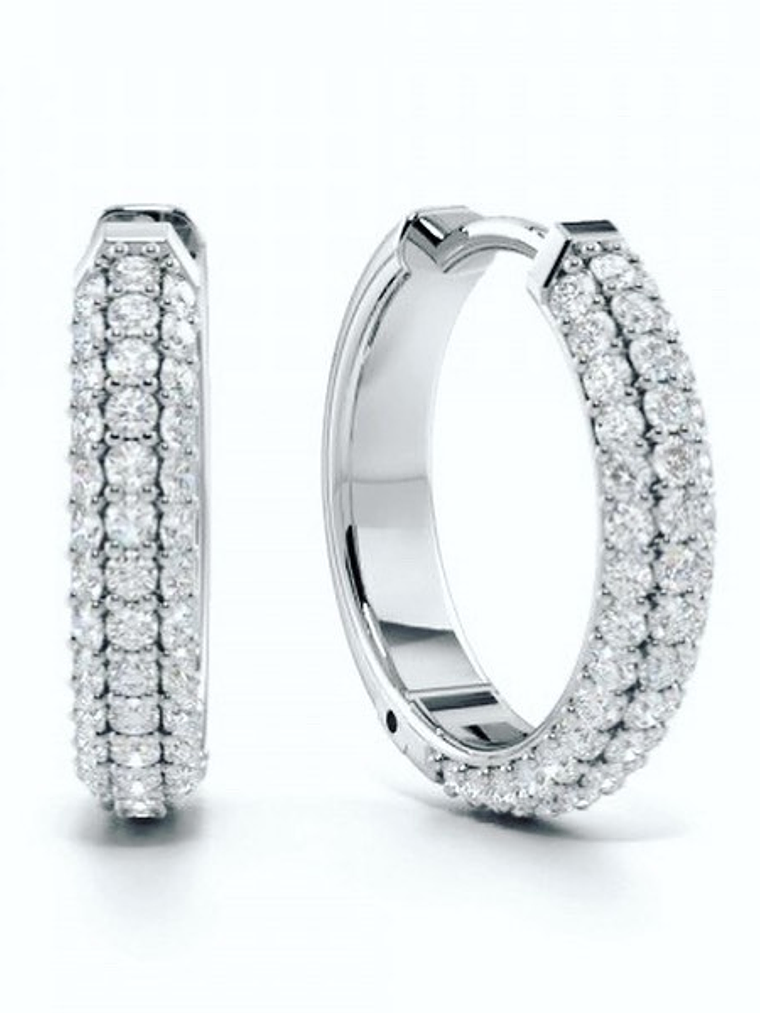 Aros 1 Ct Brillantes modelo Hoops o Argollas Oro Blanco 1