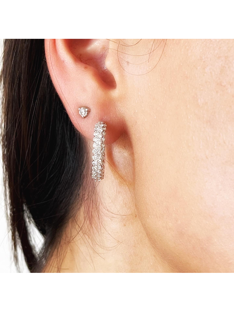 Aros 1 Ct Brillantes modelo Hoops o Argollas Oro Blanco 2