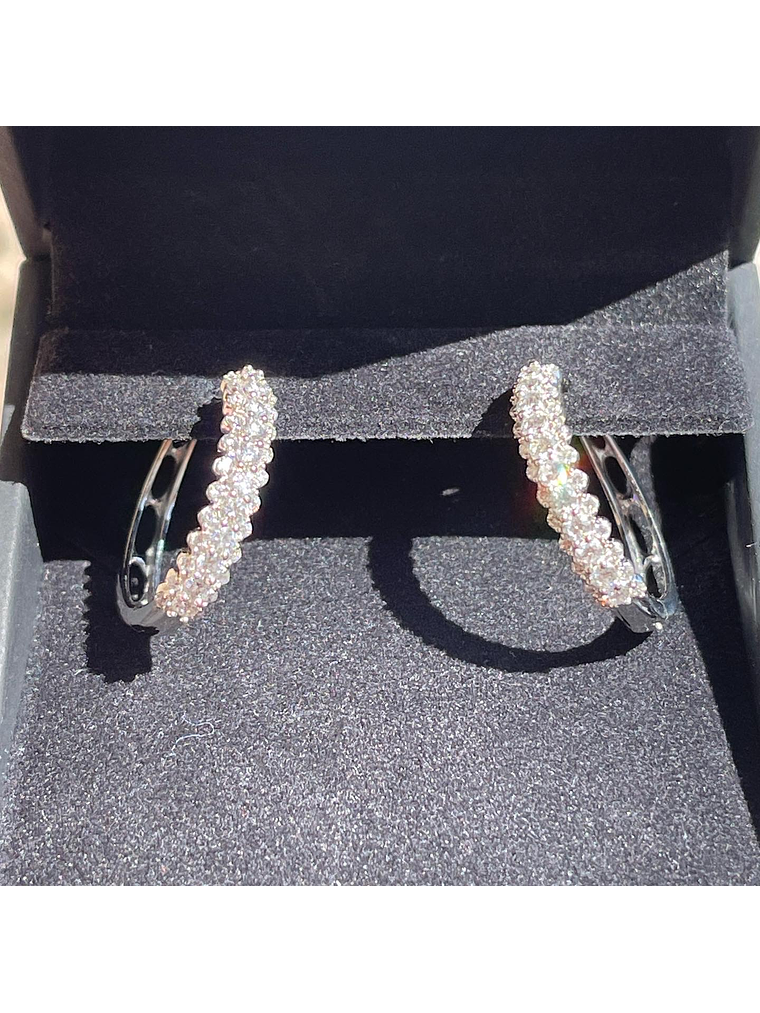 Aros 1 Ct Brillantes modelo Hoops o Argollas Oro Blanco 4