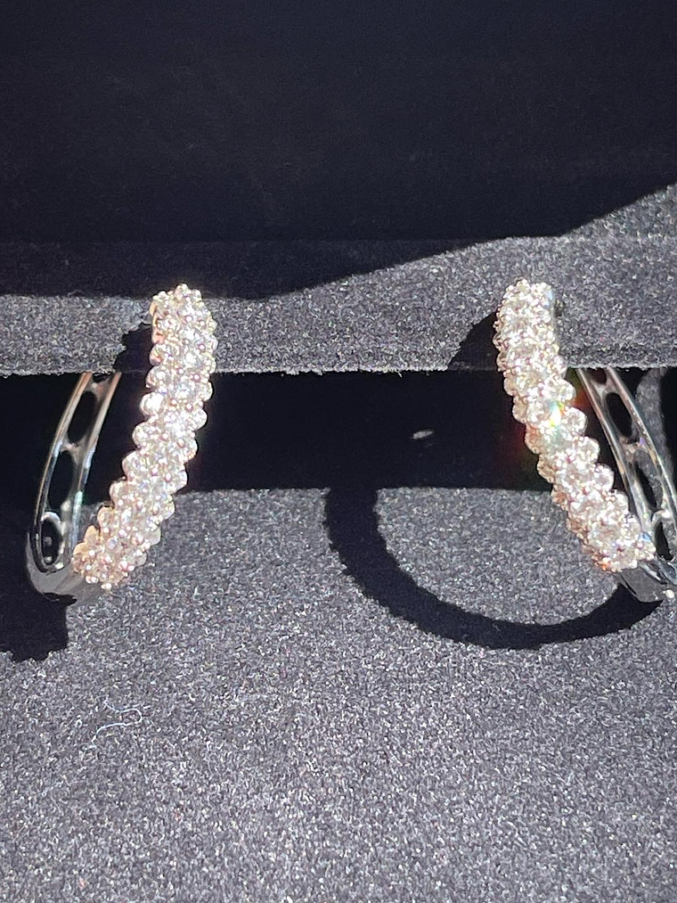 Aros 1 Ct Brillantes modelo Hoops o Argollas Oro Blanco 4