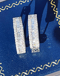 Aros Argollas Diamantes Baguette en Oro Blanco 18kl  