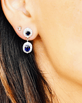 Aros Dobles Zafiros Azules y Diamantes en Oro Blanco 18kl  