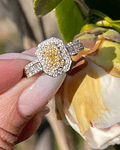 Anillo Solitario Ilusión con Diamantes Amarillos Naturales Oro Blanco 18kl  
