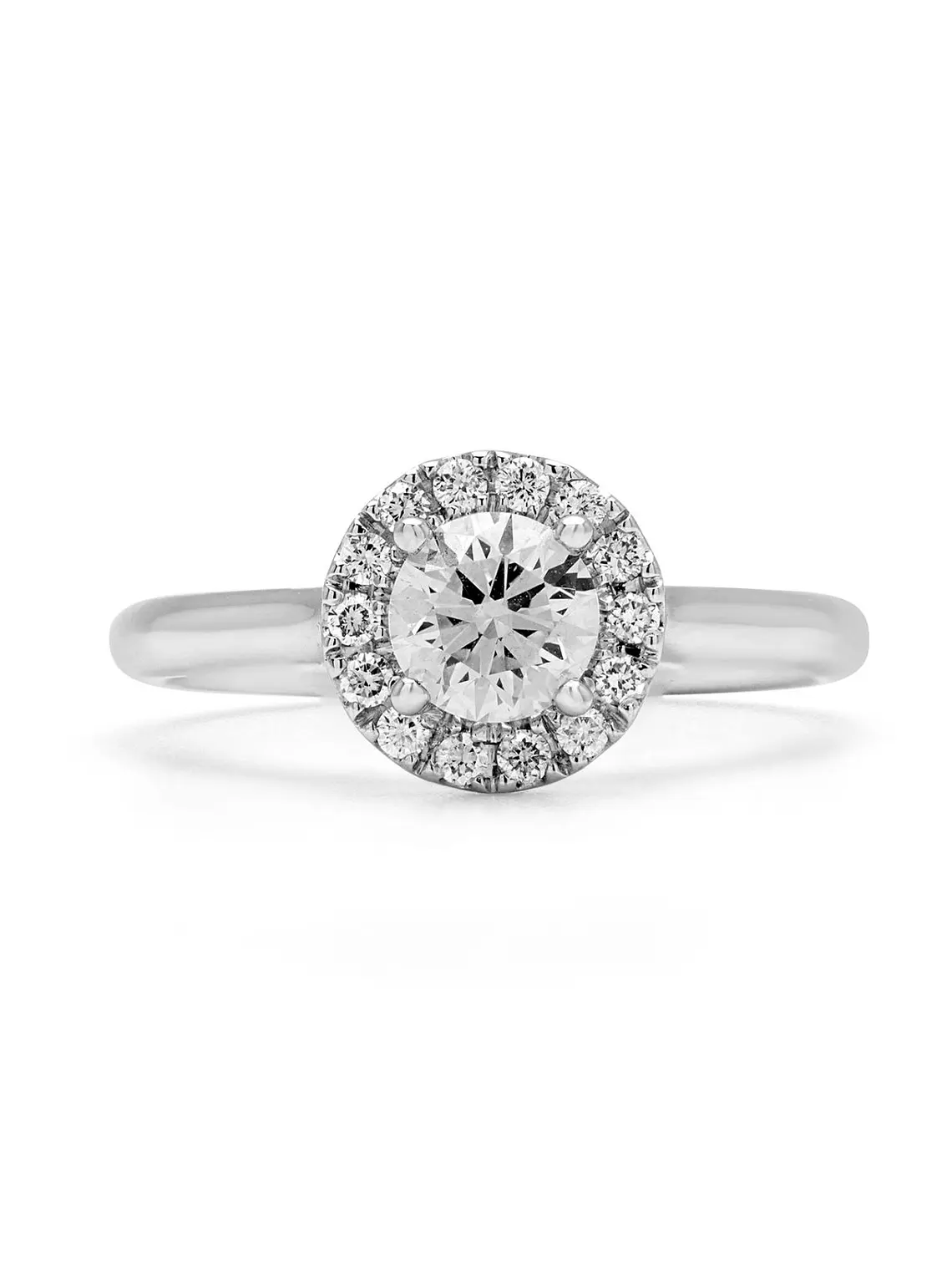 Anillo Solitario 1 Ct Halo de Brillantes Redondo Platino 1