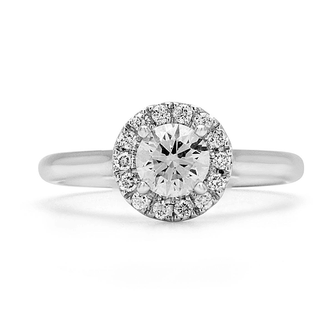 Anillo Solitario 1 Ct Halo de Brillantes Redondo Platino