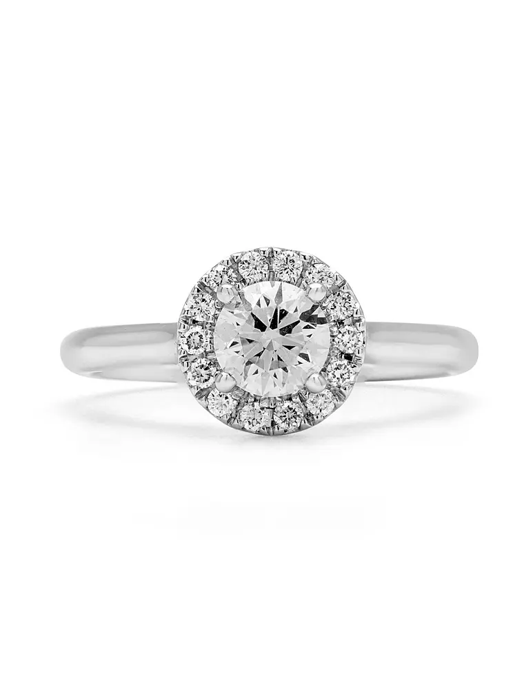 Anillo Solitario 1 Ct Halo de Brillantes Redondo Platino 1