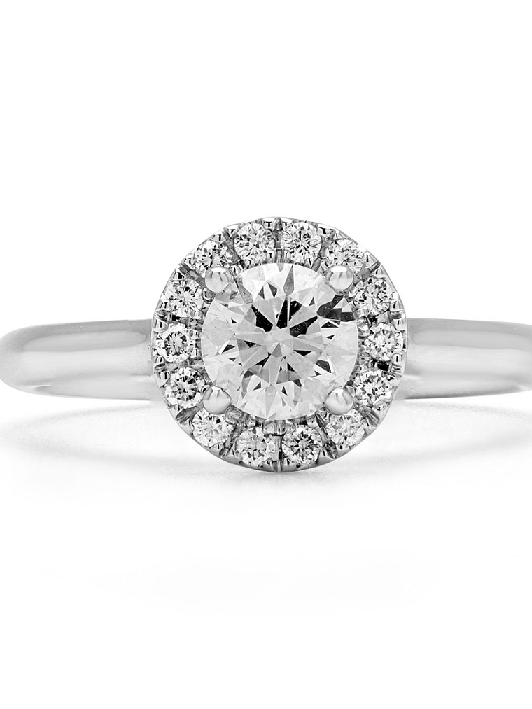 Anillo Solitario 1 Ct Halo de Brillantes Redondo Platino 1