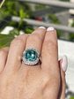 Espectacular Anillo Gran Turmalina Verde Agua con Brillantes en Platino - Miniatura 4