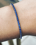 Maravillosa Pulsera Tennis con 1.7 CT en Zafiros Azules Ceylán en Oro Blanco 18 Kl