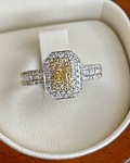 Anillo Solitario Ilusión con Diamantes Amarillos Naturales Oro Blanco 18kl