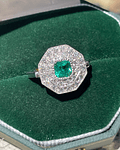 Anillo Esmeralda Colombiana Premium Diamantes en Platino