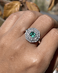 Anillo Esmeralda Colombiana Premium Diamantes en Platino