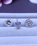 Aros de Diamantes 2 en 1 redondos 8 mm en Oro Blanco modelo Halo desmontables