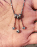 Collar Italiano grueso Diamantes con 3 pendientes en Oro Blanco 18kl 