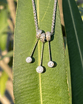 Collar Italiano grueso Diamantes con 3 pendientes en Oro Blanco 18kl 