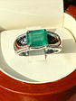 Anillo Preciosa Esmeralda 3 Ct Rectangular Diamantes en Oro Blanco 18K - Miniatura 2