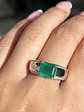 Anillo Preciosa Esmeralda 3 Ct Rectangular Diamantes en Oro Blanco 18K - Miniatura 4