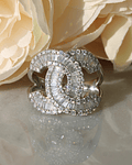 Espectacular Anillo tipo Chanel Diamantes Baguette Oro Blanco 18kl