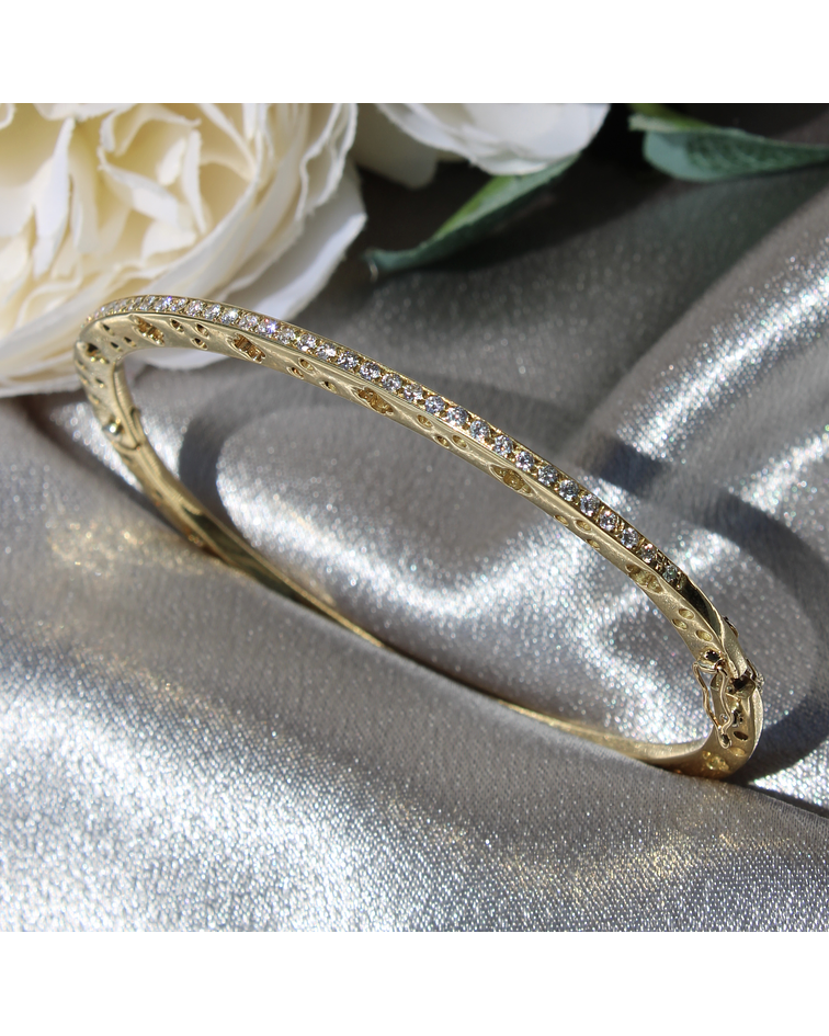 Bellísima Esclava de Diamantes y Oro Amarillo 18K talla 18 cm