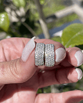 Aros Argollas Anchas Diamantes en Oro Blanco 18kl  