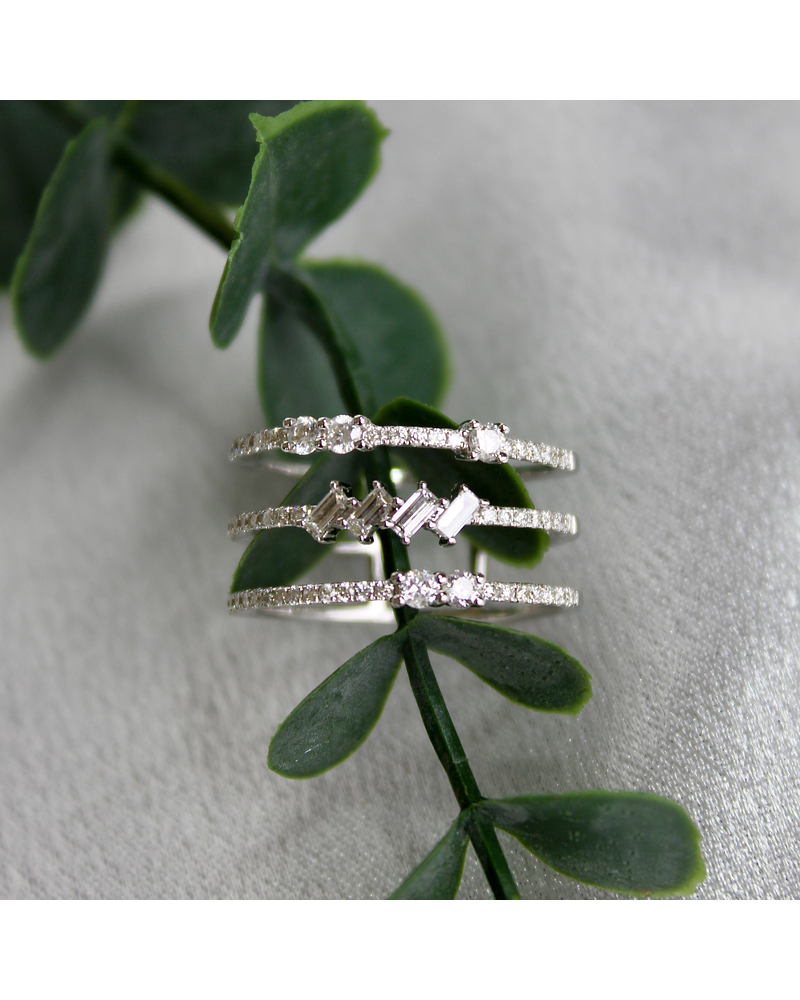 Anillo Cintillo Triple Brillantes 70 puntos Oro Blanco 18K