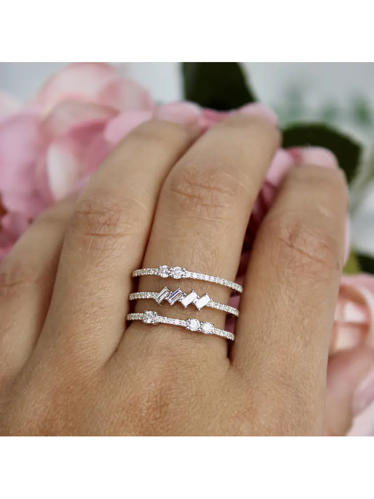 Anillo Cintillo Triple Brillantes 70 puntos Oro Blanco 18K 3