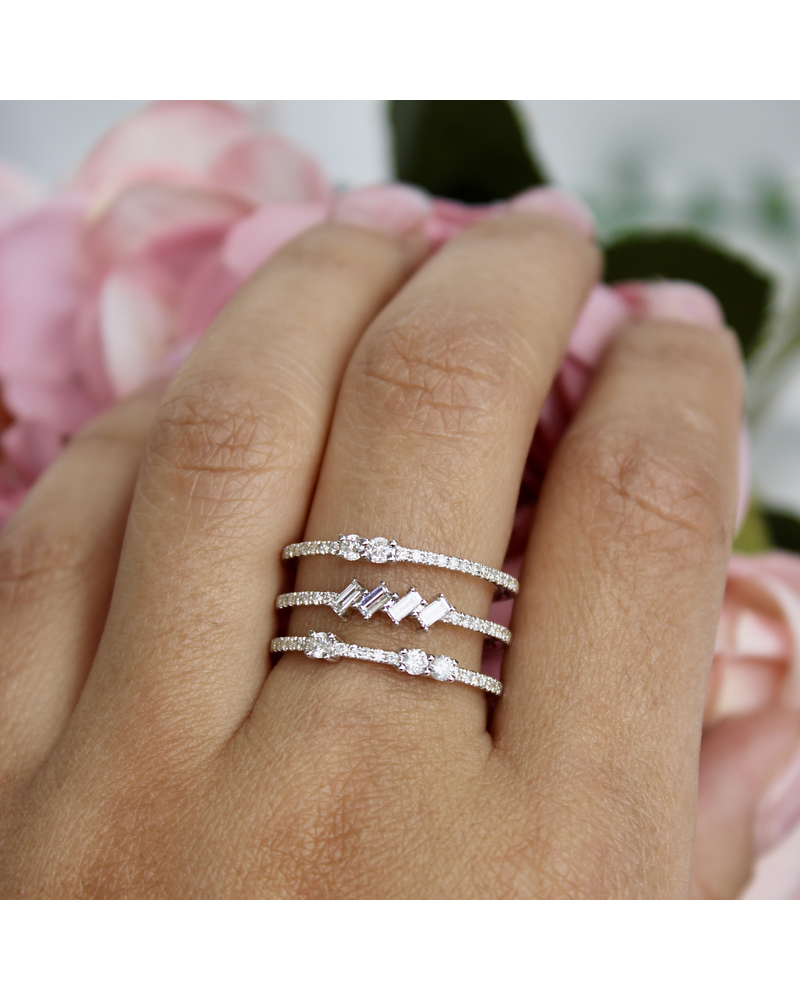 Anillo Cintillo Triple Brillantes 70 puntos Oro Blanco 18K