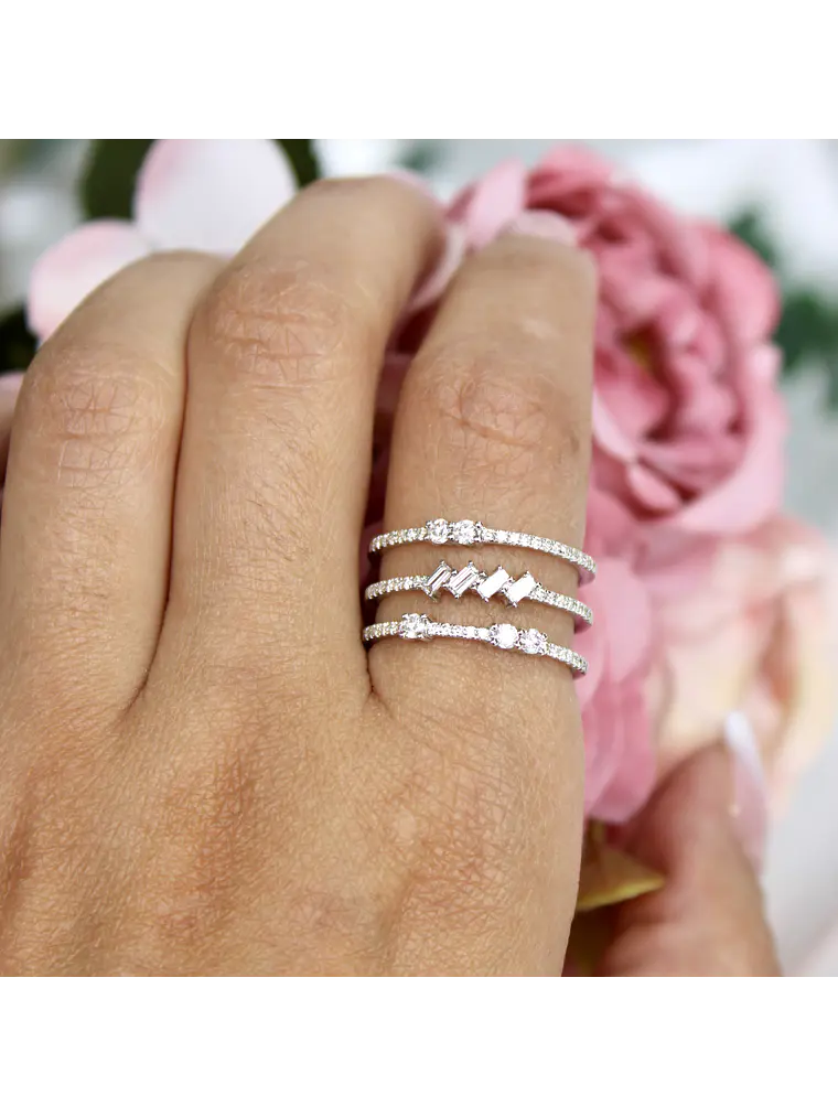 Anillo Cintillo Triple Brillantes 70 puntos Oro Blanco 18K 4