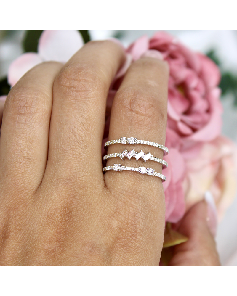 Anillo Cintillo Triple Brillantes 70 puntos Oro Blanco 18K