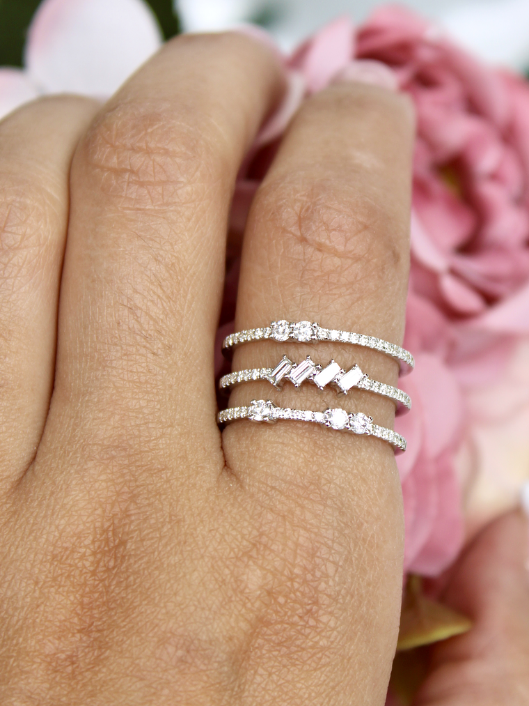 Anillo Cintillo Triple Brillantes 70 puntos Oro Blanco 18K 4