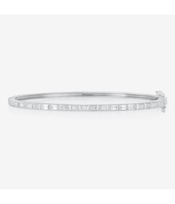 Maravillosa Esclava de Diamantes Baguette en Oro Blanco 18K talla 17 cm