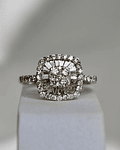 Anillo Diamantes Baguette Cuadrado Oro Blanco 18k