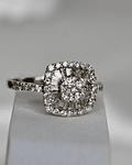 Anillo Diamantes Baguette Cuadrado Oro Blanco 18k