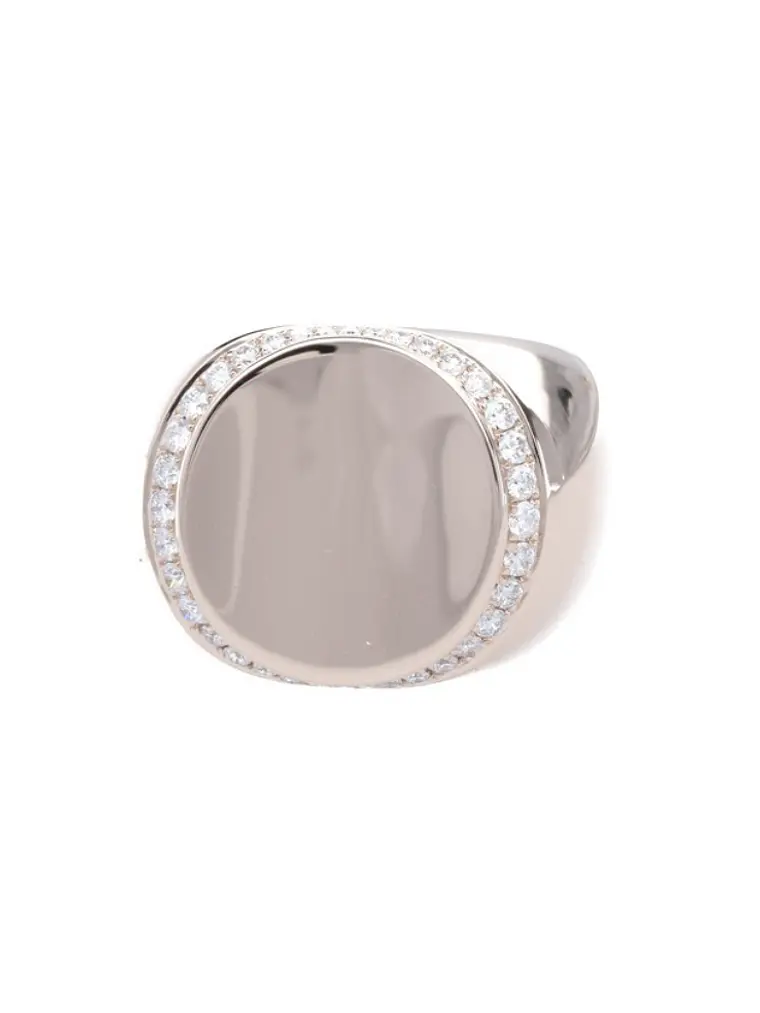 Maravilloso Anillo Ancho Moderno Redondo Brillantes en Oro Rosado 18K 1