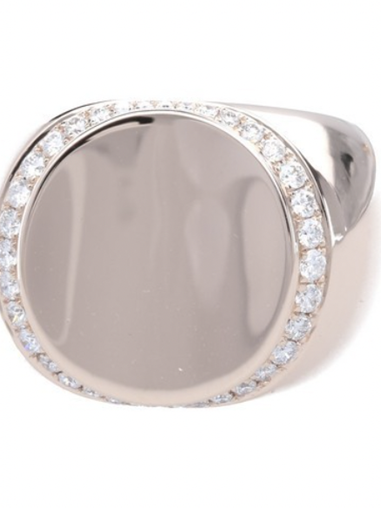 Maravilloso Anillo Ancho Moderno Redondo Brillantes en Oro Rosado 18K 1