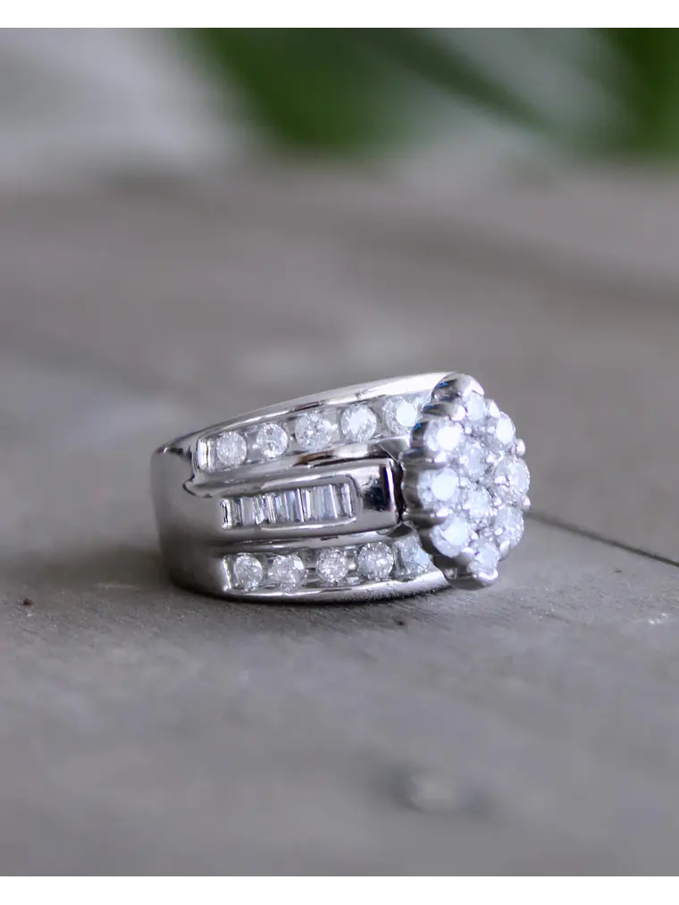 Maxi Anillo Cintillo Ancho Diamantes en Oro Blanco  3
