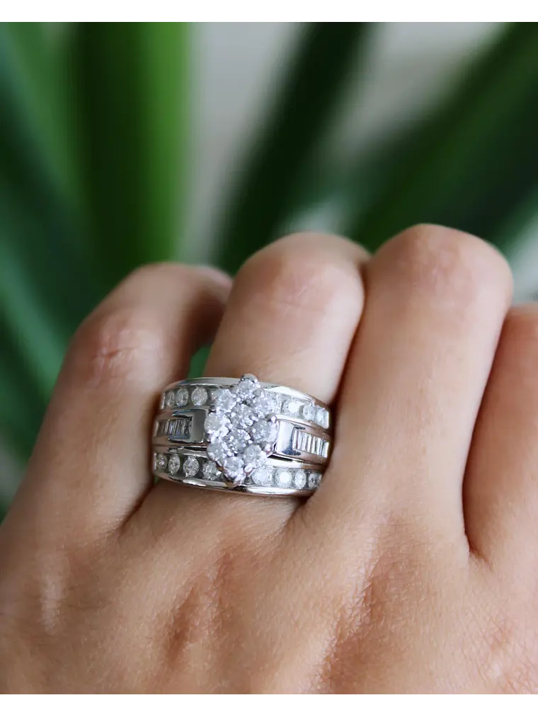 Maxi Anillo Cintillo Ancho Diamantes en Oro Blanco  6