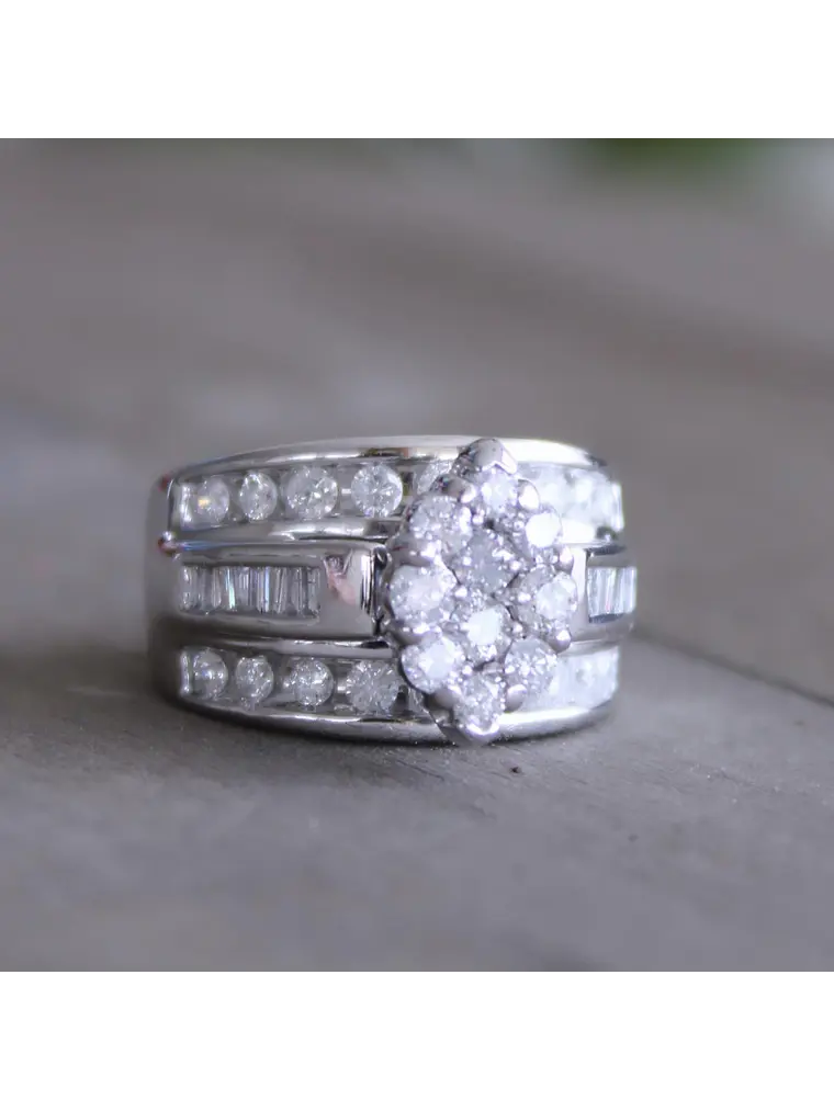 Maxi Anillo Cintillo Ancho Diamantes en Oro Blanco  1