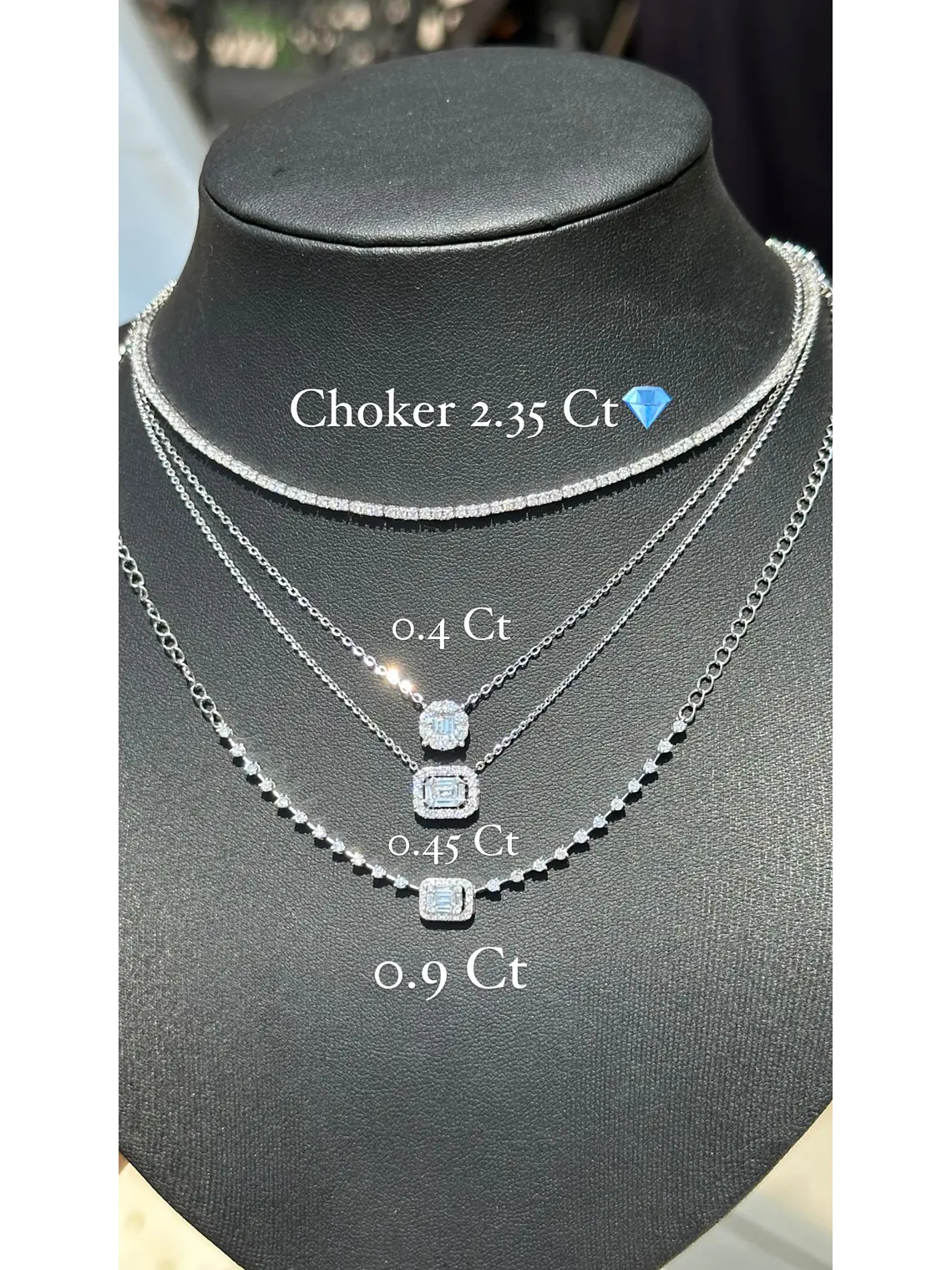 Collar Redondo Diamantes Baguette Oro Blanco 18K 4