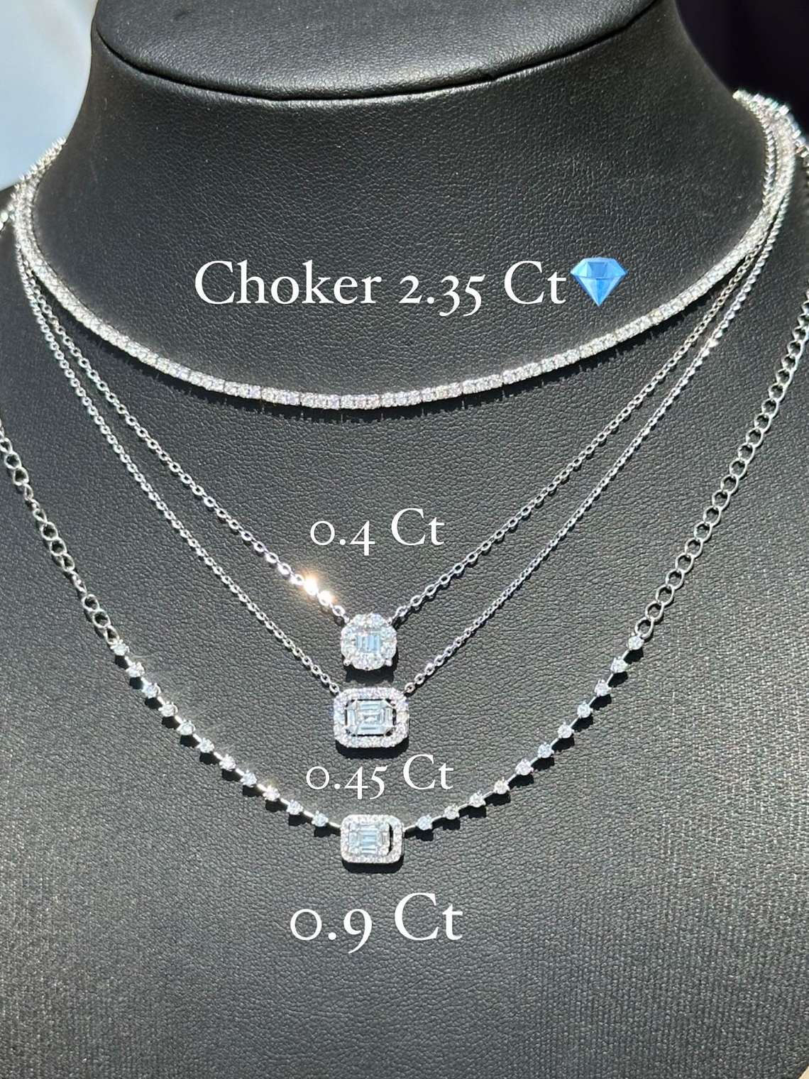 Collar Redondo Diamantes Baguette Oro Blanco 18K 4