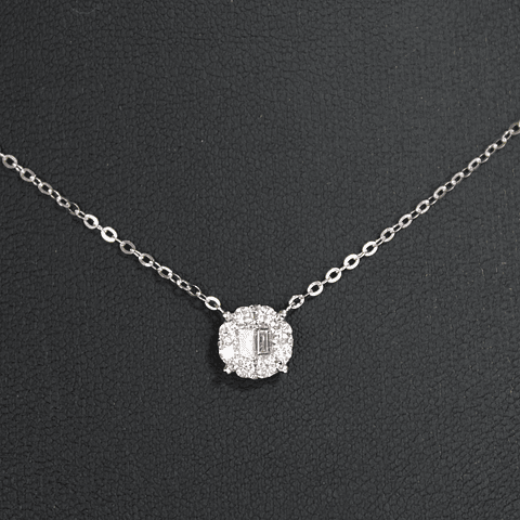 Collar Redondo Diamantes Baguette Oro Blanco 18K