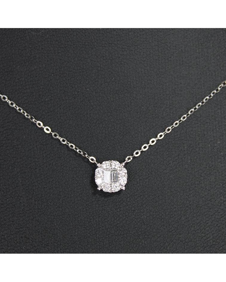 Collar de Diamantes Baguette 42 Puntos Oro Blanco 18K